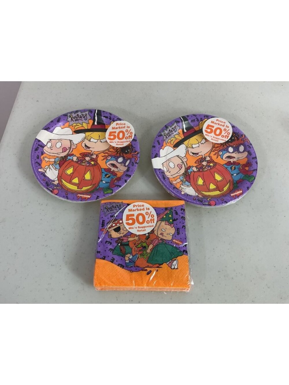 Vintage Rugrats Halloween Paper Plates & Napkins Set New